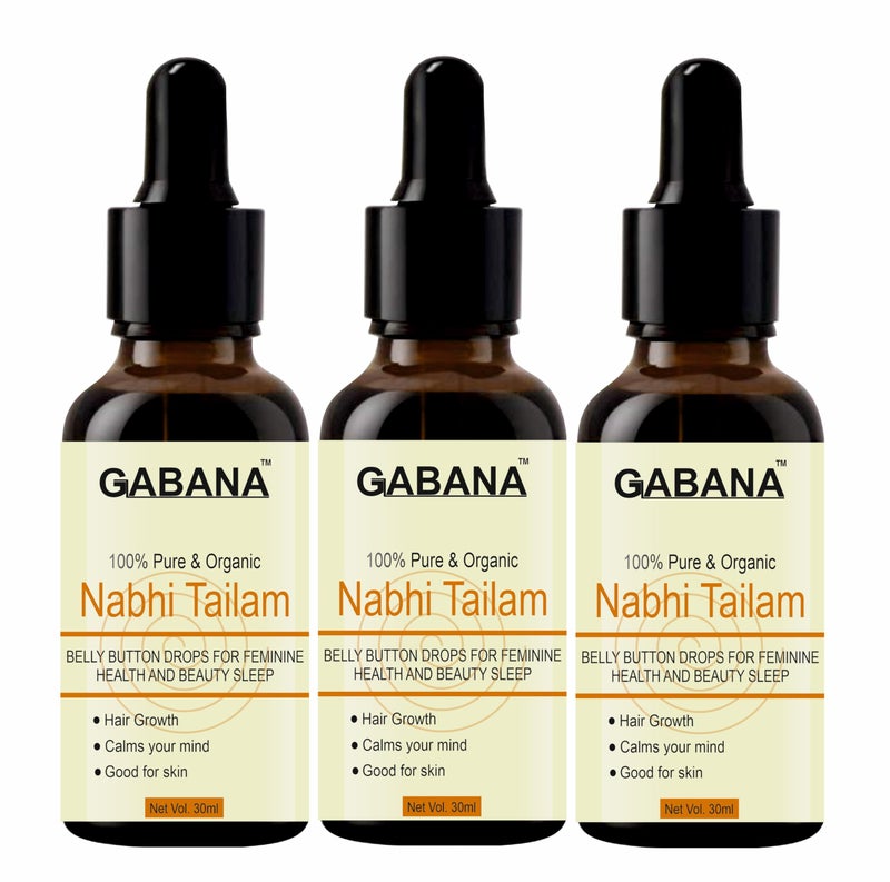 GABANA Nabhi Tailam Belly Button Oil for Skin and Hair (Pack of 3, 30 ml)|Nabhi Tailam OIL for skin oil for hair Growth oil for face Massage nabhi oIL for Belly Button OiL for Glowing skin| - Image 1