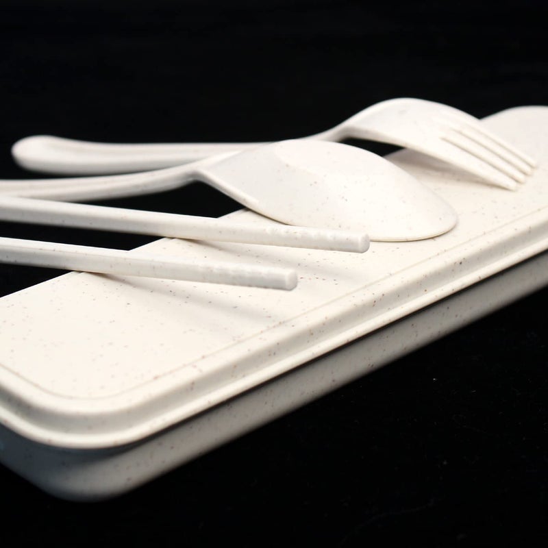 GLAN Reusable Spoon Fork and Chopsticks Set Travel Dinnerware Set Kitchen Dining Set with Storage Case Portable Cutlery Set Multicolor - Image 4