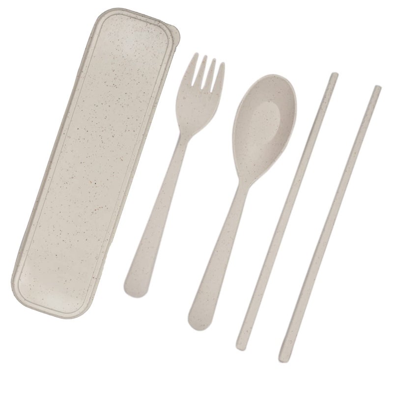 GLAN Reusable Spoon Fork and Chopsticks Set Travel Dinnerware Set Kitchen Dining Set with Storage Case Portable Cutlery Set Multicolor - Image 1
