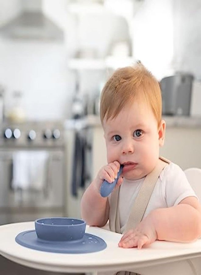 ezpz Tiny Bowl - 100% Food Grade Silicone Suction Bowl with Built-in Placemat for First Foods, Promotes Baby Self-Feeding, Non-Slip - Fits on All Highchair Trays - Microwave Safe - 6 Months+ (Indigo) - Image 3