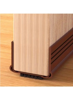 Hihonor Under Door Draft Stopper, Plastic Seal Strip With Bottom Brush Design, Windproof Bugproof Dustproof Waterproof Door Sweep, Soundproof Weather Stripping For Bedroom Door (Brown)  - Image 1