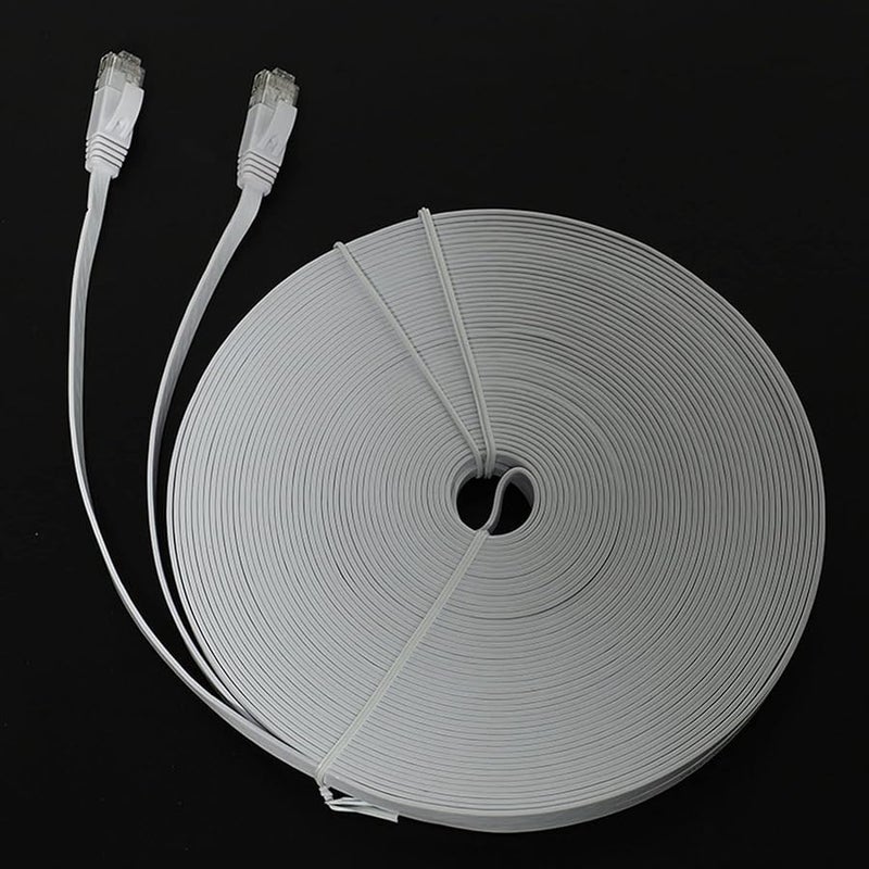 Cat 6 Ethernet Cable 100 Ft Flat Slim High Speed LAN Network Patch Cord White - Image 5