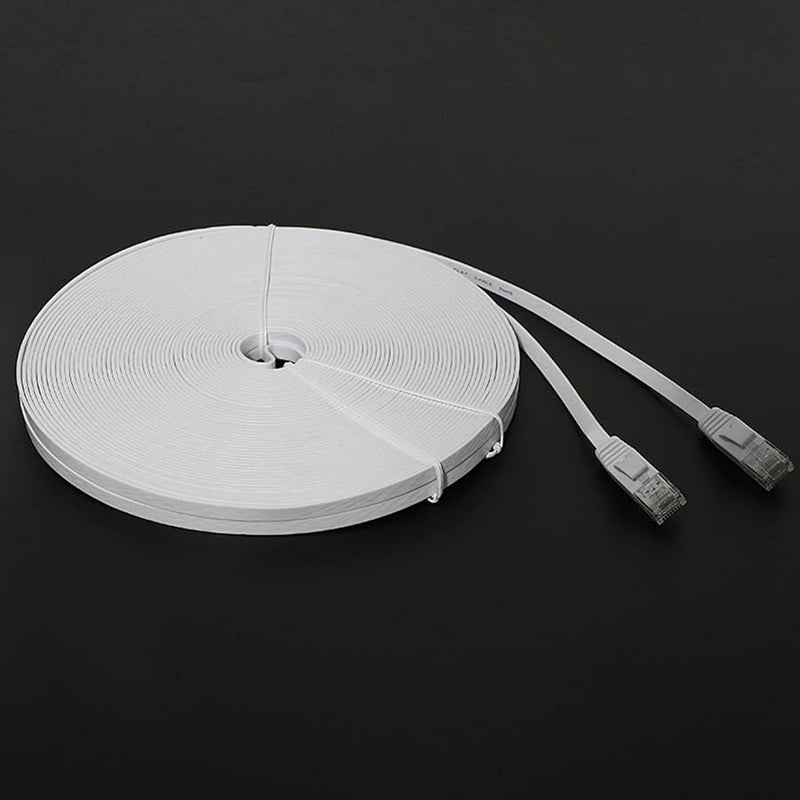 Cat 6 Ethernet Cable 100 Ft Flat Slim High Speed LAN Network Patch Cord White - Image 4