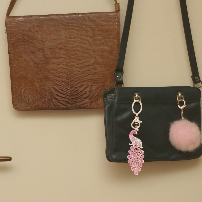 Elegant Peacock-shaped Key Chain Pendant Alloy Rhinestone Inlaid Animal Keychain - Image 2