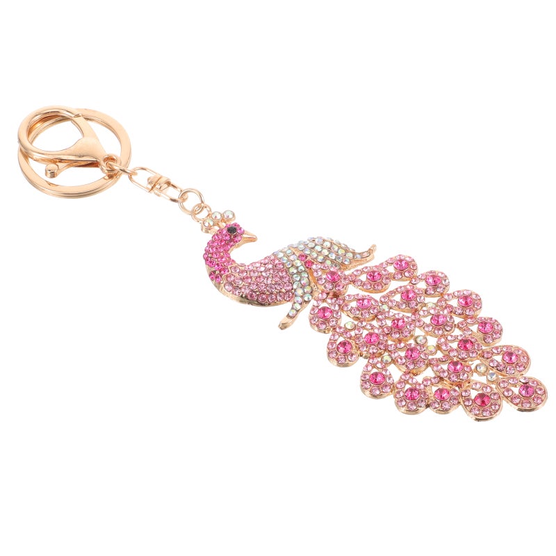 Elegant Peacock-shaped Key Chain Pendant Alloy Rhinestone Inlaid Animal Keychain - Image 1
