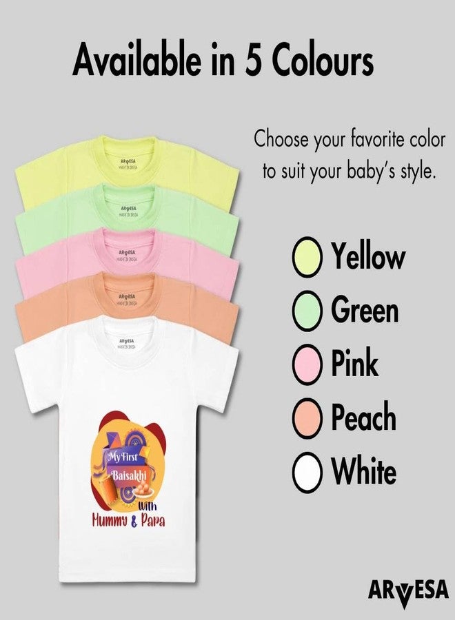 ARVESA My First Baisakhi TS-839 Baisakhi Baby Tshirt for Kids Boys & Girls Half Sleeves Round Neck Clothes Tshirt for Kids Boys 1 Months to 6 Years Dress Yellow - Image 4