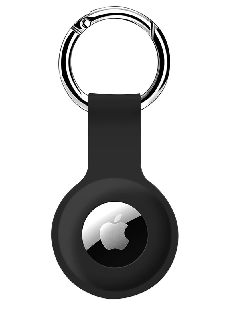 AirTag Holder Case- Silicone Case for AirTag Keyring for Keys, Bags, Luggage, Pet Collars - Anti-Lost and Scratch-Resistant Design for Apple Air Tags 2021(Black) - Image 1
