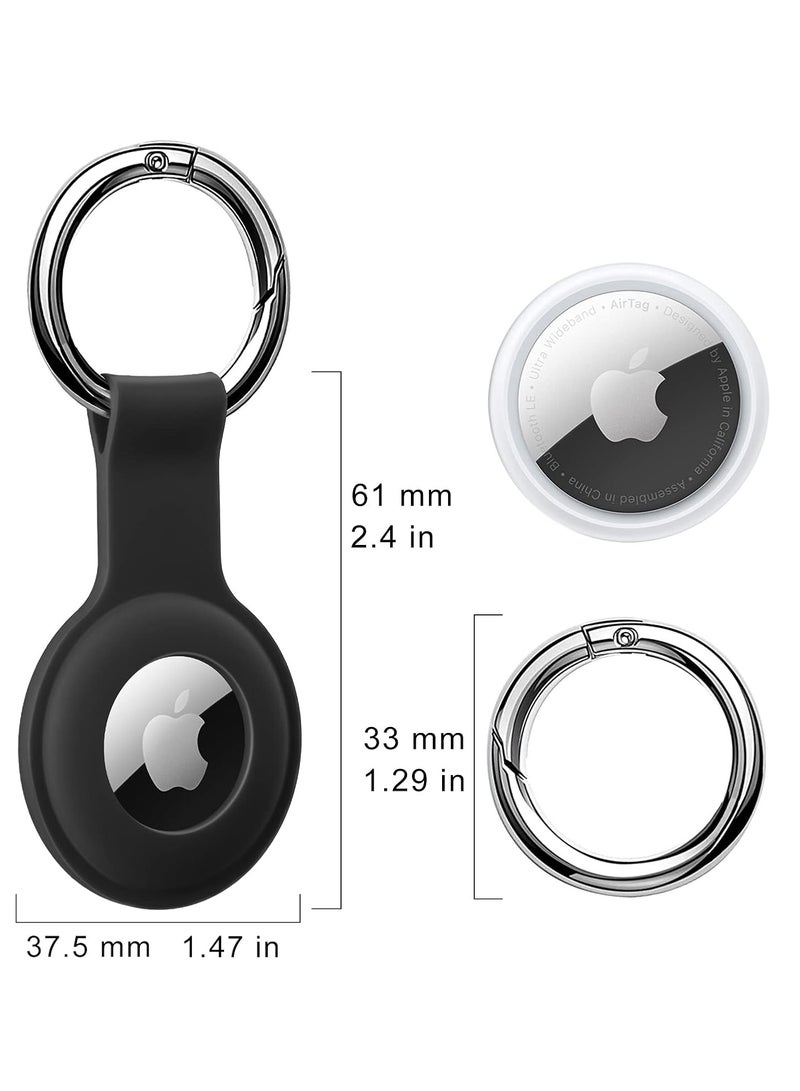 AirTag Holder Case- Silicone Case for AirTag Keyring for Keys, Bags, Luggage, Pet Collars - Anti-Lost and Scratch-Resistant Design for Apple Air Tags 2021(Black) - Image 2