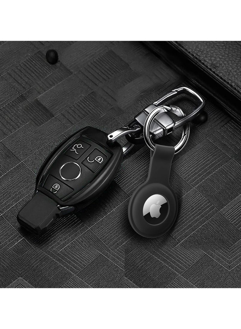 AirTag Holder Case- Silicone Case for AirTag Keyring for Keys, Bags, Luggage, Pet Collars - Anti-Lost and Scratch-Resistant Design for Apple Air Tags 2021(Black) - Image 4
