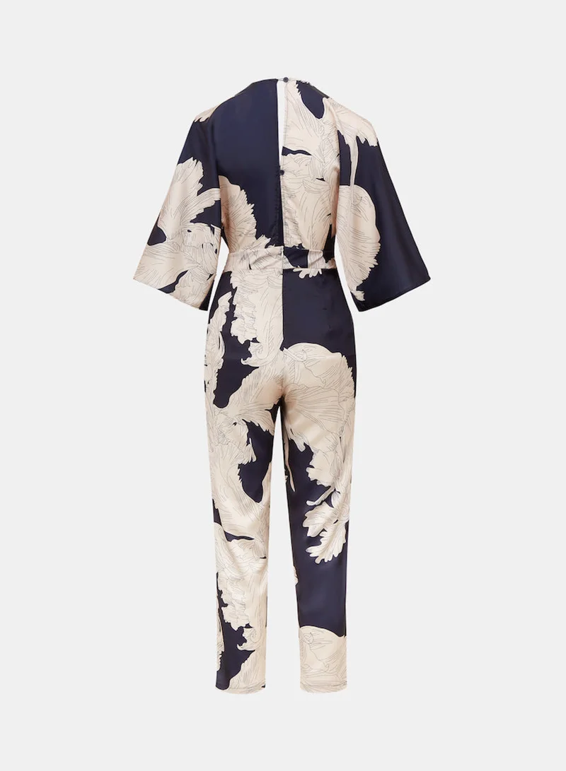 Needs No Label  Navy Leaf Kimono Sleeve Jumpsuit for Women | Best Price UAE