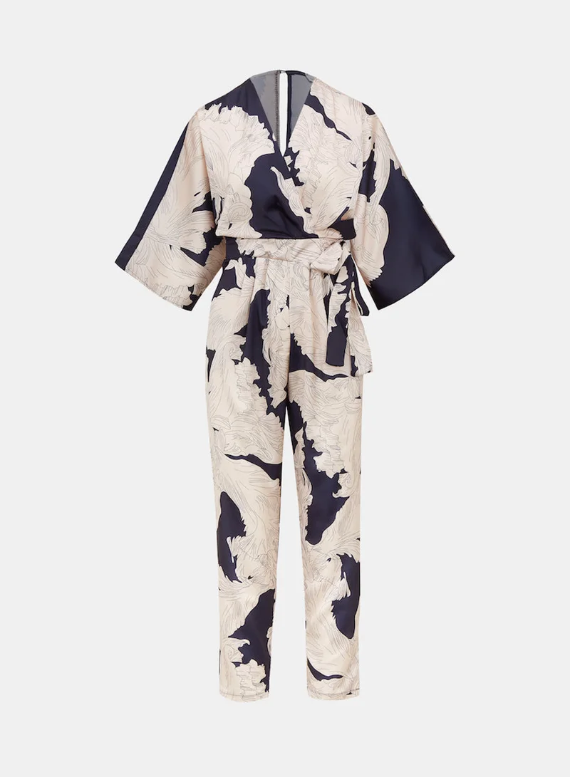 Needs No Label  Navy Leaf Kimono Sleeve Jumpsuit for Women | Best Price UAE