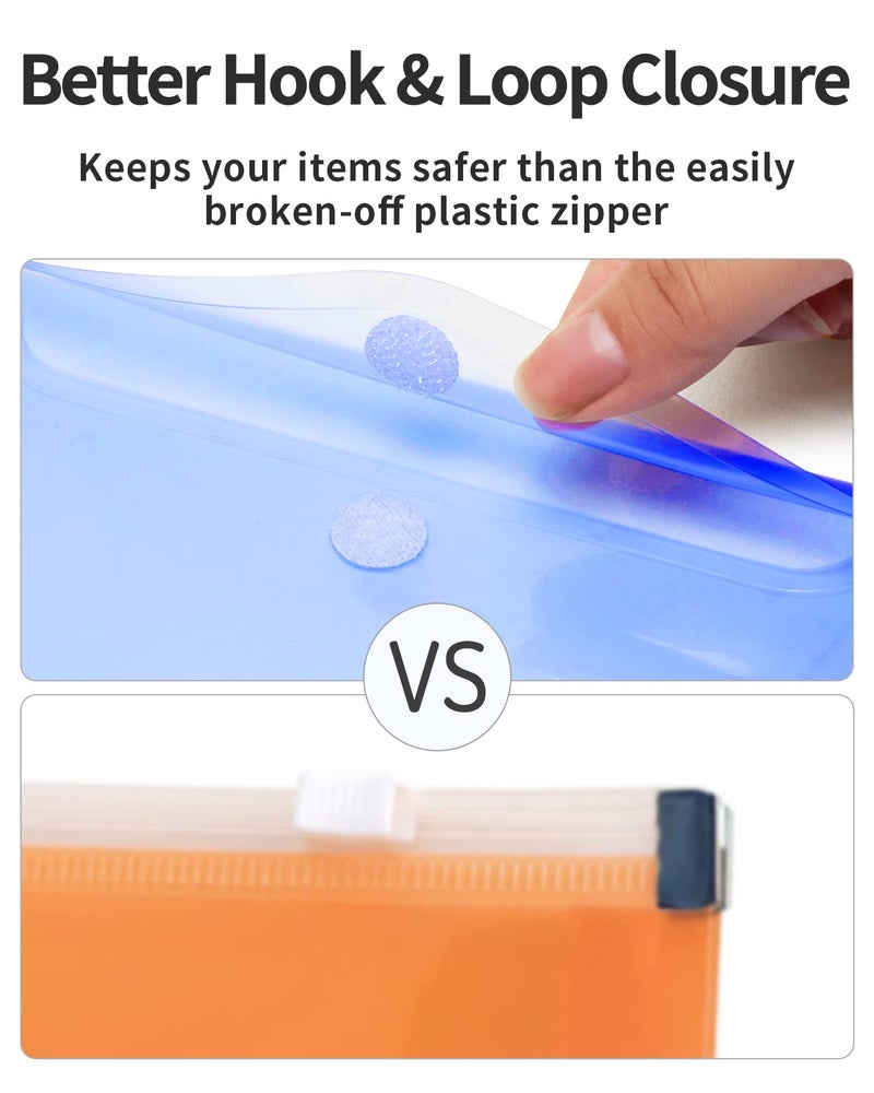 Sooez 24 Pack Plastic Pencil Pouch, Clear Poly Envelopes File Bag Bill Bag with Label Pocket, Plastic Pencil Case Bulk for A6 Size Files School, Office Storage - Image 5