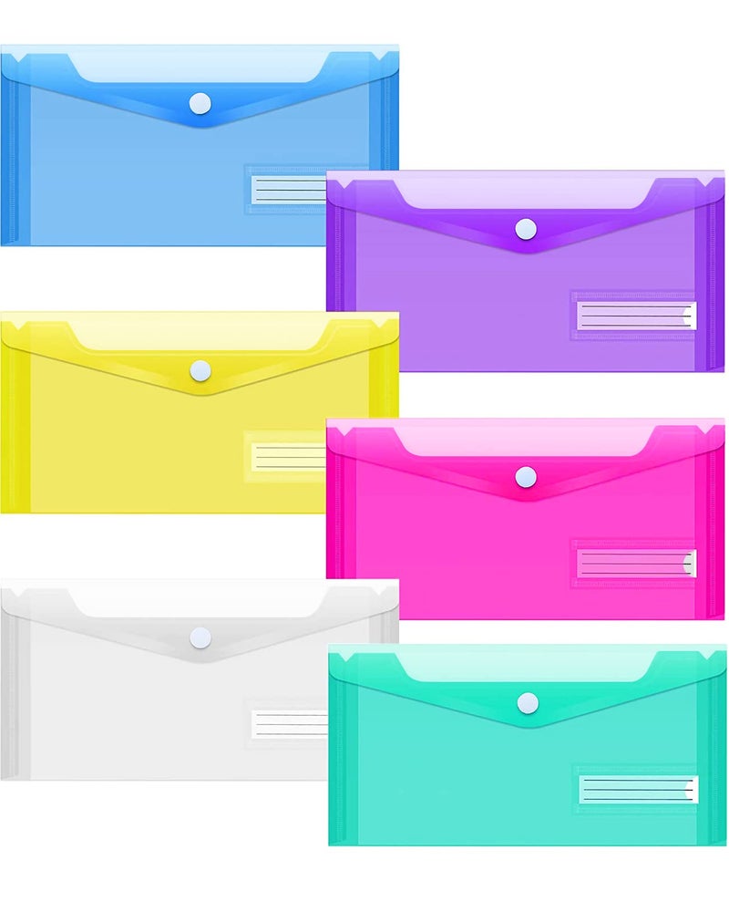 Sooez 24 Pack Plastic Pencil Pouch, Clear Poly Envelopes File Bag Bill Bag with Label Pocket, Plastic Pencil Case Bulk for A6 Size Files School, Office Storage - Image 1