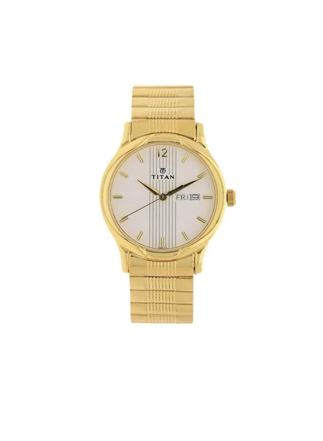 TITAN Men Analog Display Watch With Gold Metal Strap - 1580YM04