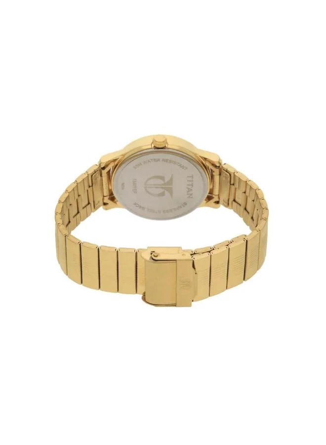 TITAN Men Analog Display Watch With Gold Metal Strap - 1580YM04
