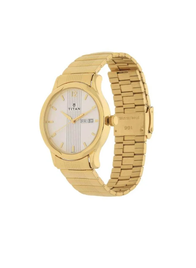 TITAN Men Analog Display Watch With Gold Metal Strap - 1580YM04