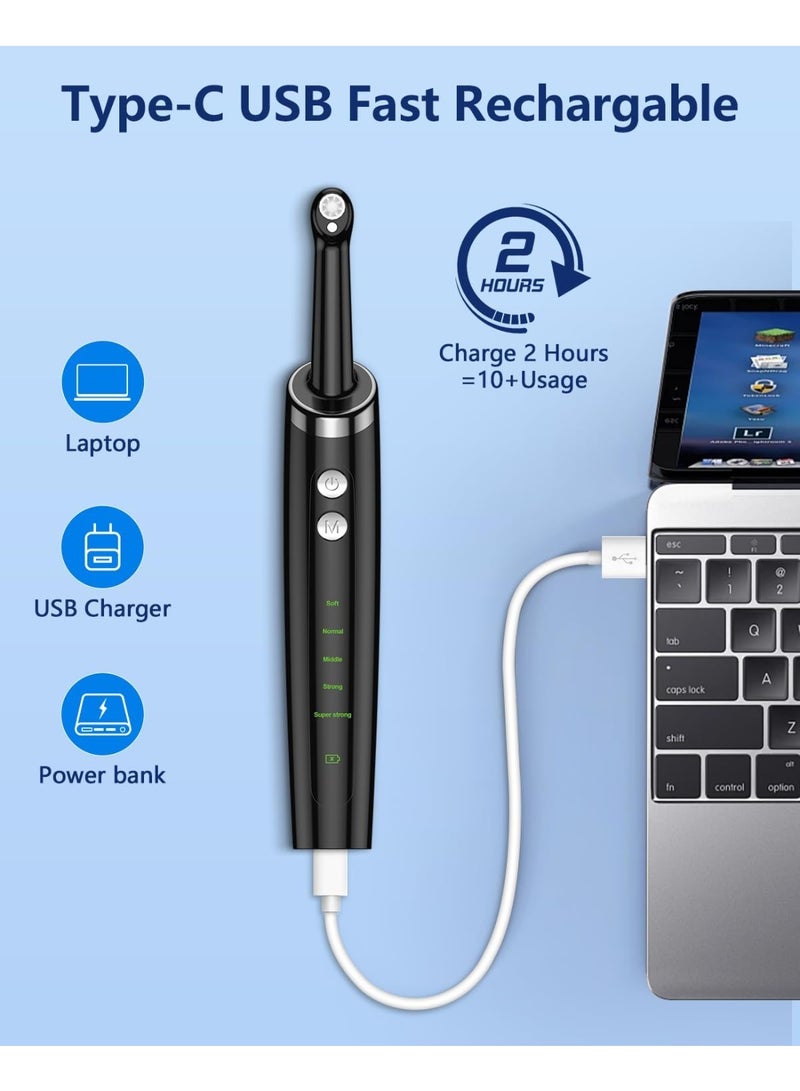 AirYoung مجموعة تلميع الأسنان القابلة لإعادة الشحن للتنظيف اليومي والتبييض والتلميع، تلميع أسنان كهربائي مع ضوء LED، 5 رؤوس فرشاة، 5 أوضاع سرعة، مقاوم للماء - Image 4