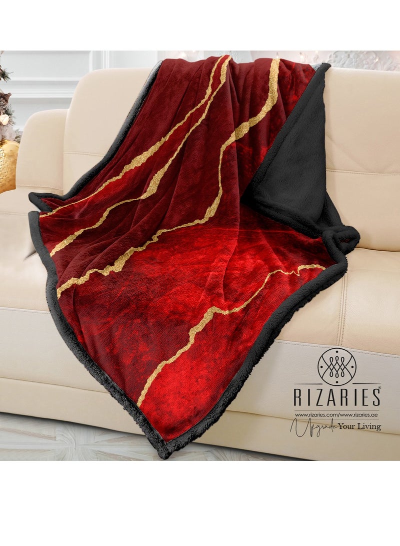 RIZARIES Soft Maroon Abstract Sofa Blanket Throw  - Image 1