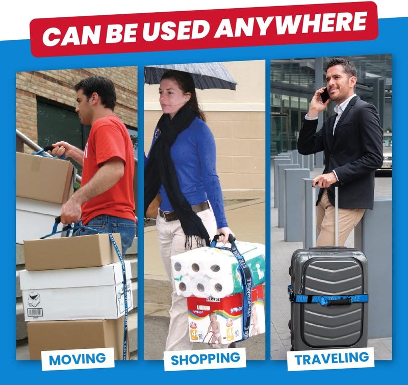 Strap-A-Handle 6' Carry Strap with Handle | 2-Pack | Adjustable Belt | Easy, Safe, Secure, Lifting, Moving, Carrying Heavy Boxes, Groceries | Best Luggage Strap ( 2 Pack - 6ft. Length, 40lb. Capacity) - Image 4