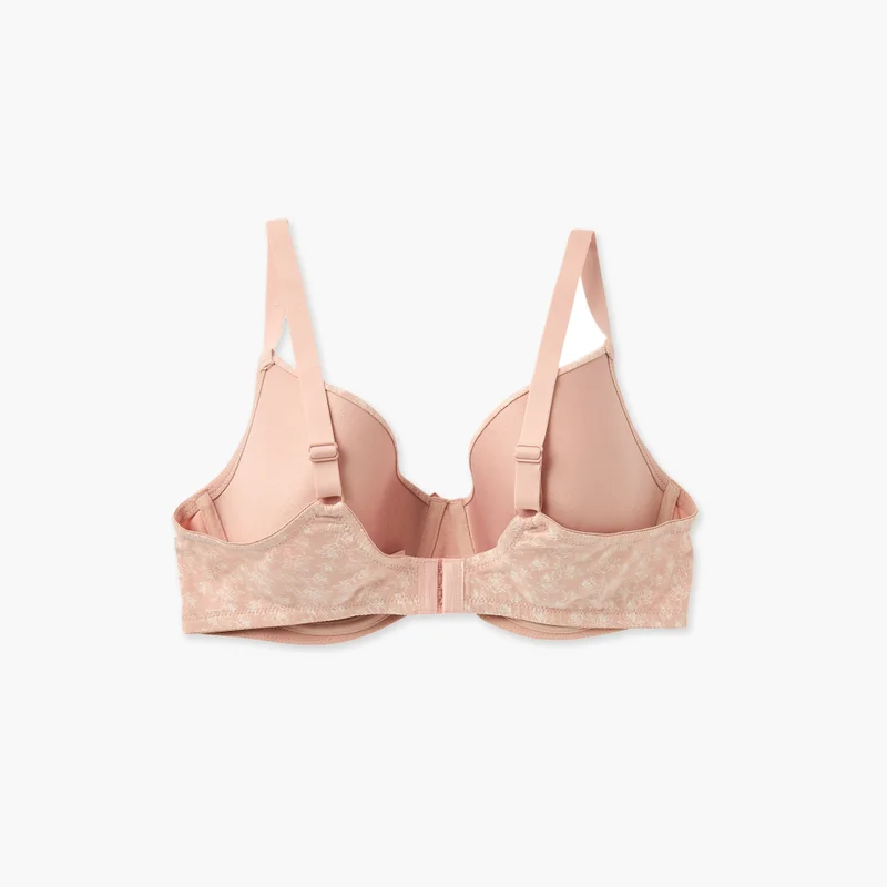 Splash FAV Printed Wired Demi Bra with Hook and Eye Closure