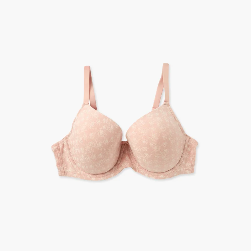 Splash FAV Printed Wired Demi Bra with Hook and Eye Closure