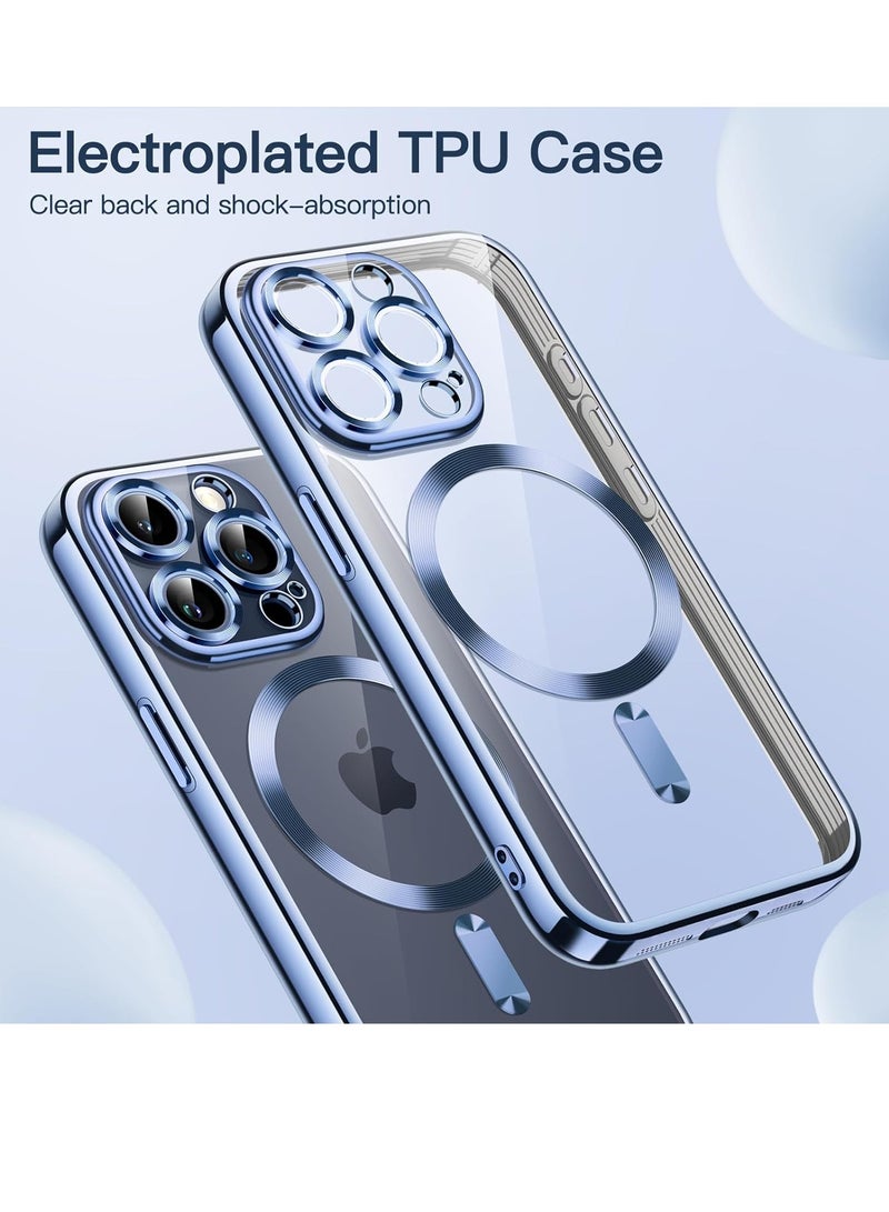 ELTRAZONE غطاء مطلي كهربائياً لجهاز iPhone 15 Pro Max بحجم 6.7 بوصة، حماية كاملة لعدسة الكاميرا، متوافق مع شحن MagSafe اللاسلكي، غطاء هاتف ناعم مضاد للصدمات (سيرا بلو) - Image 2