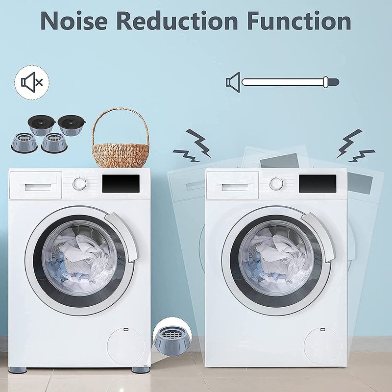 Shelzi Shelzi Washer Dryer Anti Vibration Pads with Suction Cup Feet Fridge Washing Machine Leveling Feet Anti Walk Pads Shock Absorber Furniture Lifting Base 4pcs Pack of 1  - Image 3