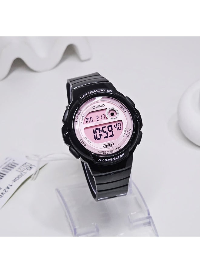كاسيو ساعة كاسيو LWS-1200H-1A2VDF الرقمية للنساء – حزام ريزين أسود مع لمسات وردية وإضاءة LED وذاكرة 60 لفة - Image 2