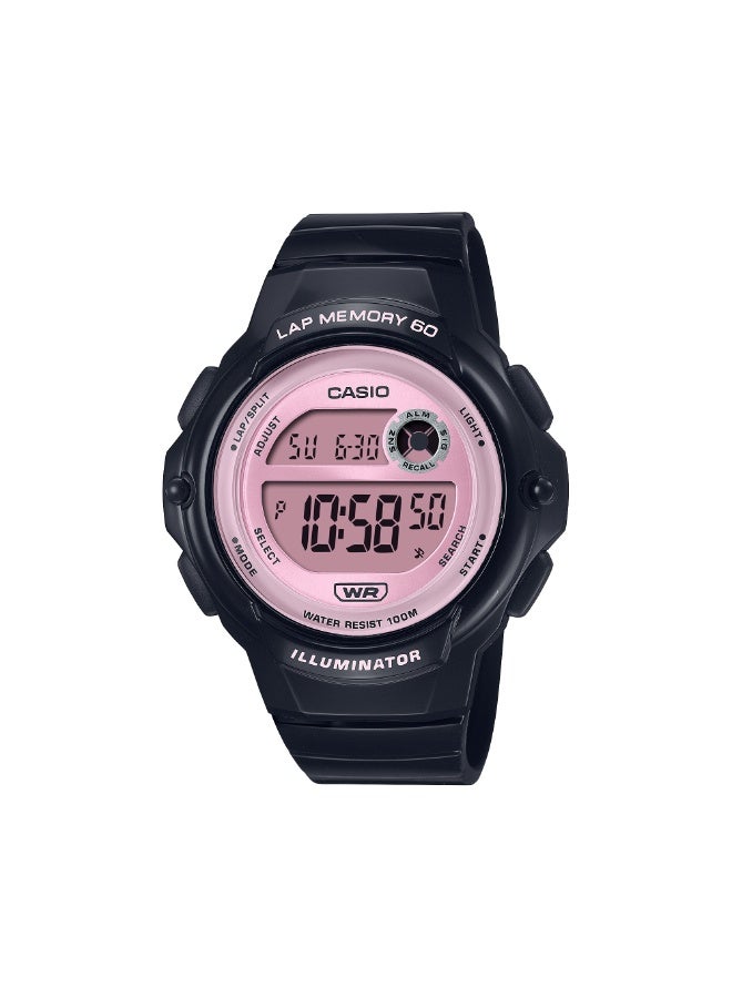 كاسيو ساعة كاسيو LWS-1200H-1A2VDF الرقمية للنساء – حزام ريزين أسود مع لمسات وردية وإضاءة LED وذاكرة 60 لفة - Image 1