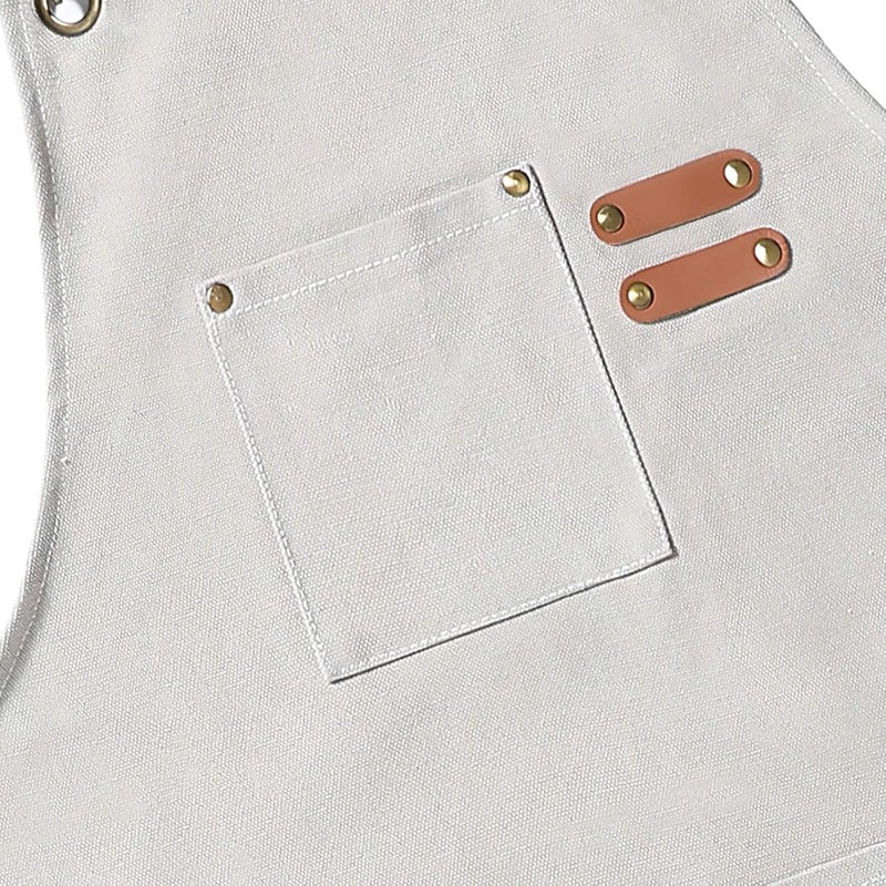 AFUN Chef Aprons for Men Women with Large Pockets, 16oz Cotton Canvas Cross Back Heavy Duty Work Apron (Beige) - Image 4