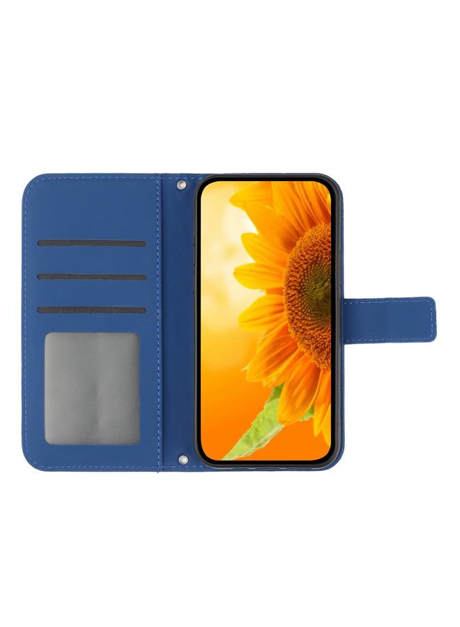 S-TOP Case For Motorola Moto G Play 2023 HT04 Skin Feel Sun Flower Embossed Flip Leather Phone Case with Lanyard - Image 3