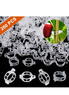 200 Pcs Plant Support Garden Clips, Vegetable Tomato Supports Trellis Clip Tape for Climbing Crop Vine Twine String Cage Ties Stakes, Grow Strawberry Rose Grape Cucumber Orchid Pea Tree