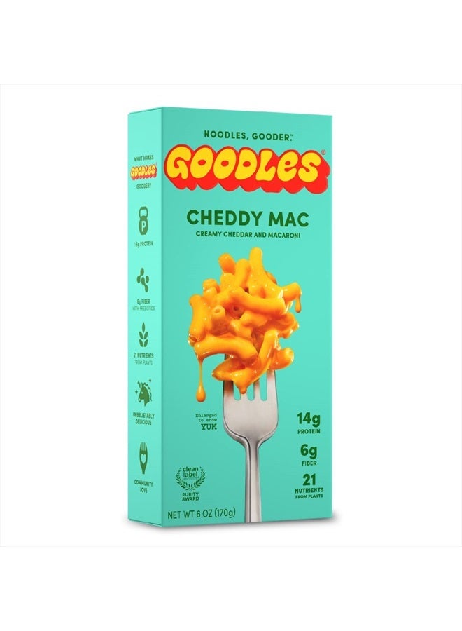 Goodles Cheddy Mac Creamy Cheddar and Macaroni Pasta - Nutrient Packed with Real Cheese, Fiber, Protein, Prebiotics, Plants, & Vegetables | Non-GMO, Organic Ingredients [Cheddy Mac, 6 oz. 1 Pack]