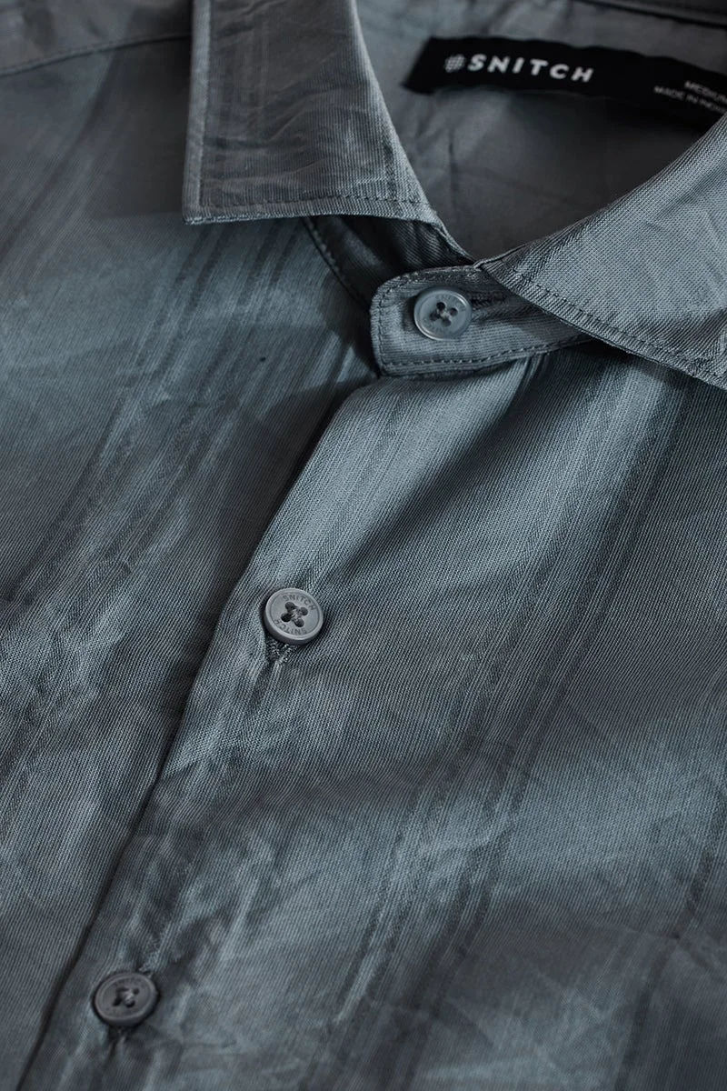 SNITCH Grey Stripes Slim Fit Shirt