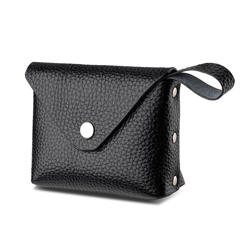 2023 Mini Coin Purse Womens Top Layer Leather Black