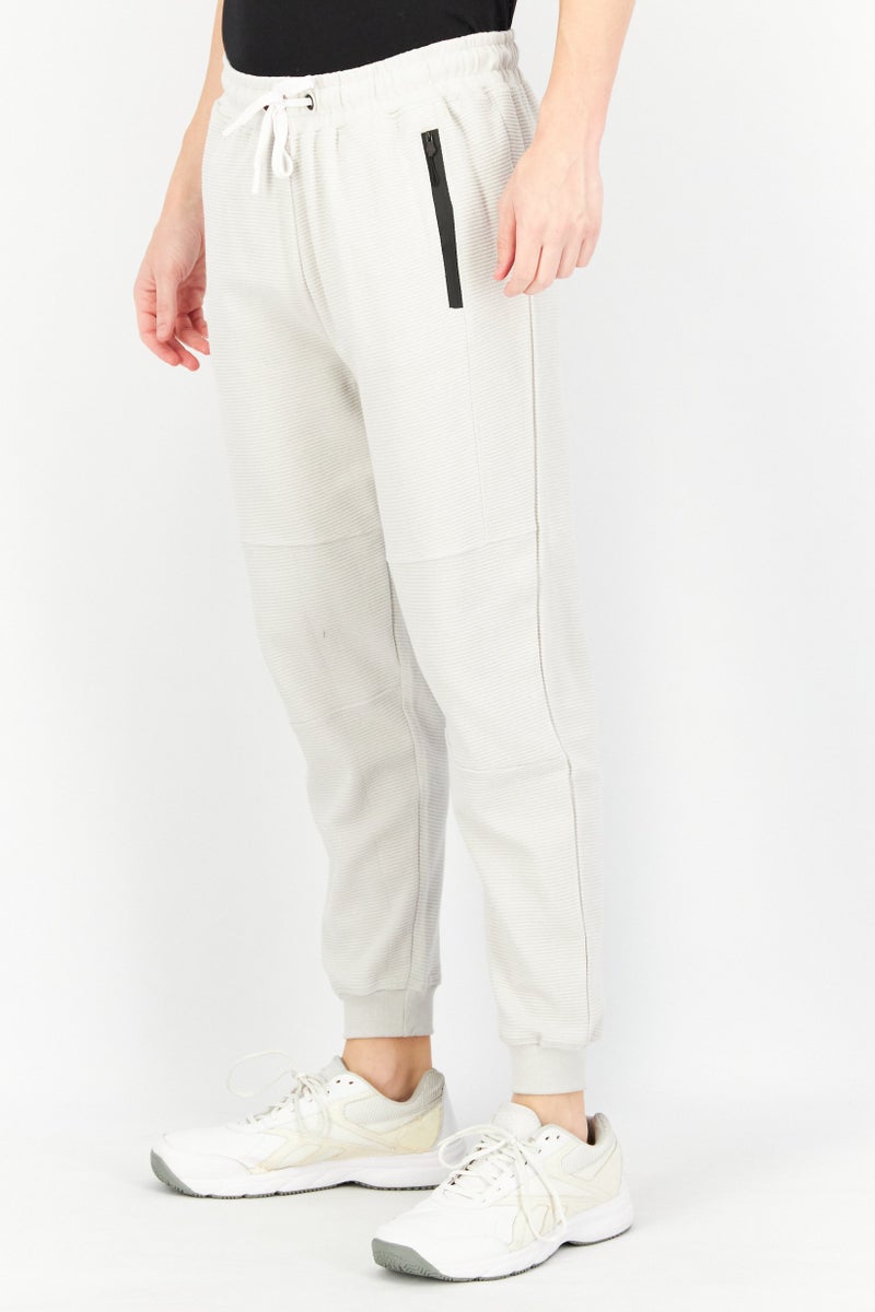 Sovereign Code Men Regular Fit Textured Drawstring Jogger Pant, Light Grey - Image 3
