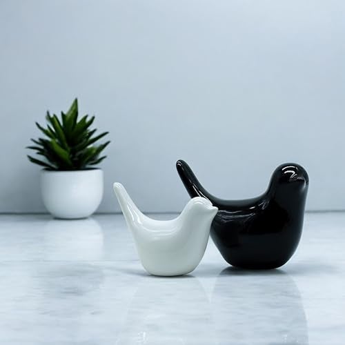 AABCO Bird Set Showpiece Blessing for Home Decor | Living Room, Bedroom, Office Desk, Cabinets (White & Black) - Image 1