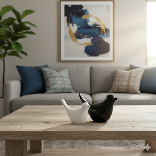 AABCO Bird Set Showpiece Blessing for Home Decor | Living Room, Bedroom, Office Desk, Cabinets (White & Black) - Image 4