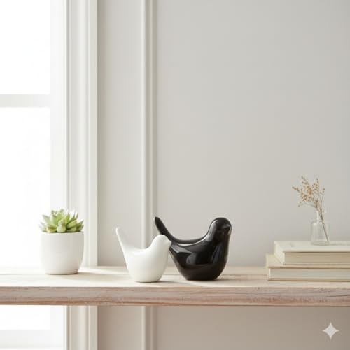 AABCO Bird Set Showpiece Blessing for Home Decor | Living Room, Bedroom, Office Desk, Cabinets (White & Black) - Image 2