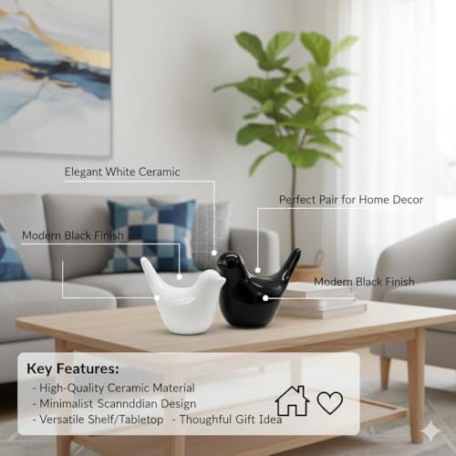 AABCO Bird Set Showpiece Blessing for Home Decor | Living Room, Bedroom, Office Desk, Cabinets (White & Black) - Image 5