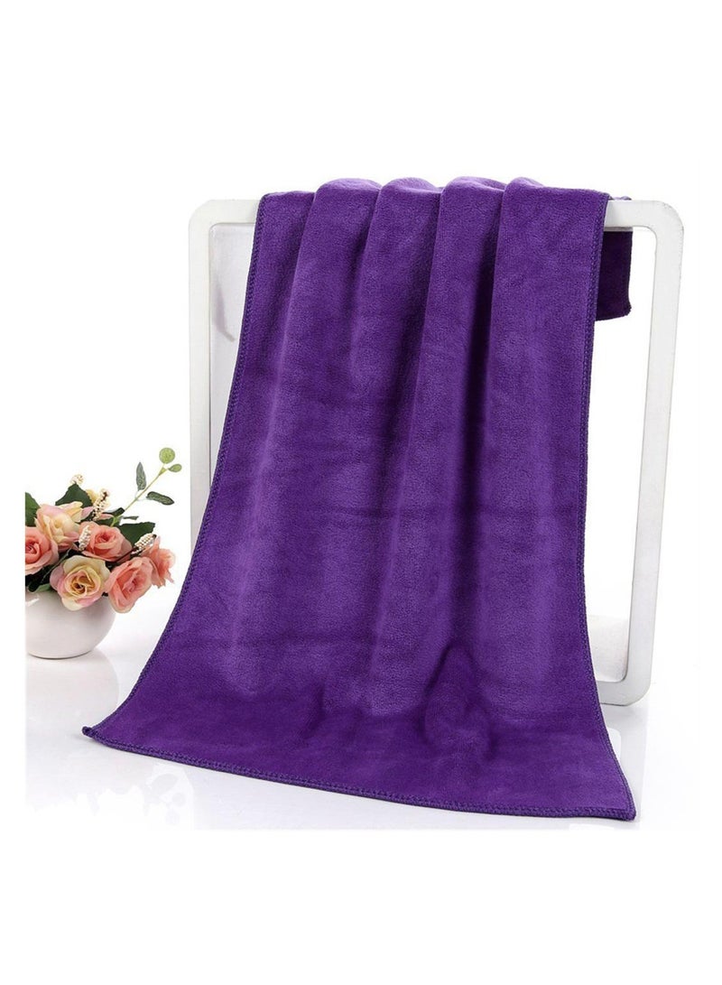 Fabienne Super Soft Microfiber Bath Sheet 80x160cm Ultra Absorbent Beach Towel Quick Drying Microfiber Bath Towel Purple  - Image 5