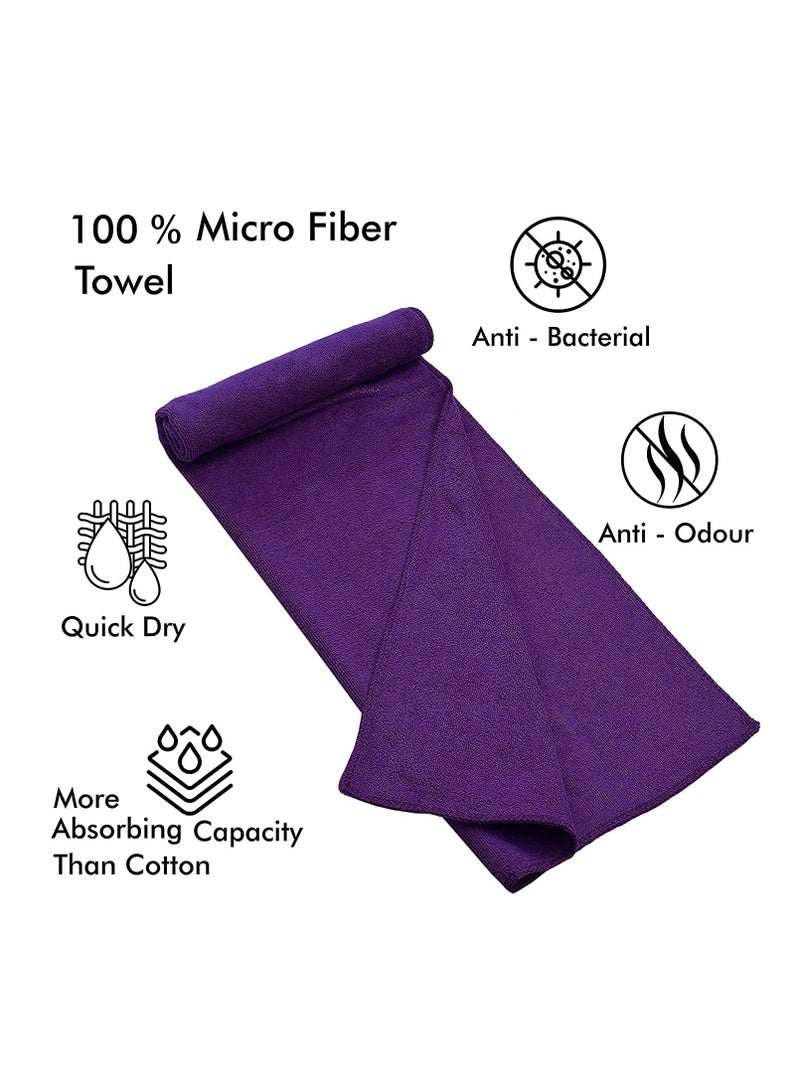 Fabienne Super Soft Microfiber Bath Sheet 80x160cm Ultra Absorbent Beach Towel Quick Drying Microfiber Bath Towel Purple  - Image 2