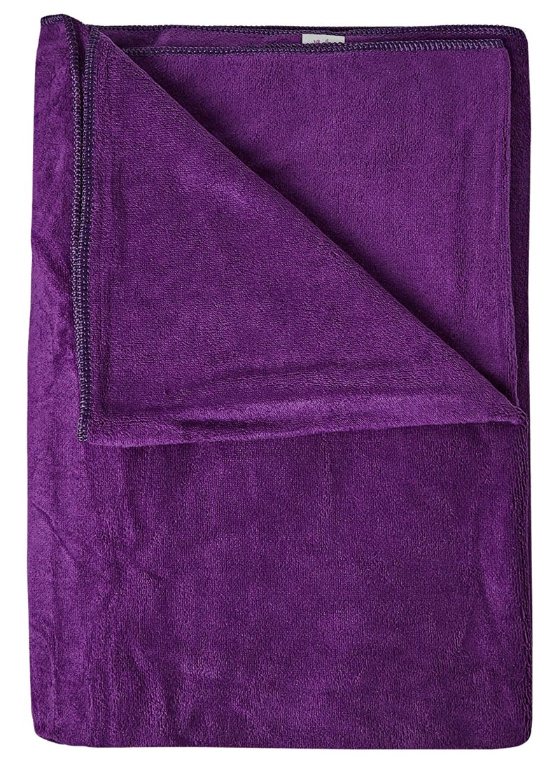 Fabienne Super Soft Microfiber Bath Sheet 80x160cm Ultra Absorbent Beach Towel Quick Drying Microfiber Bath Towel Purple  - Image 3