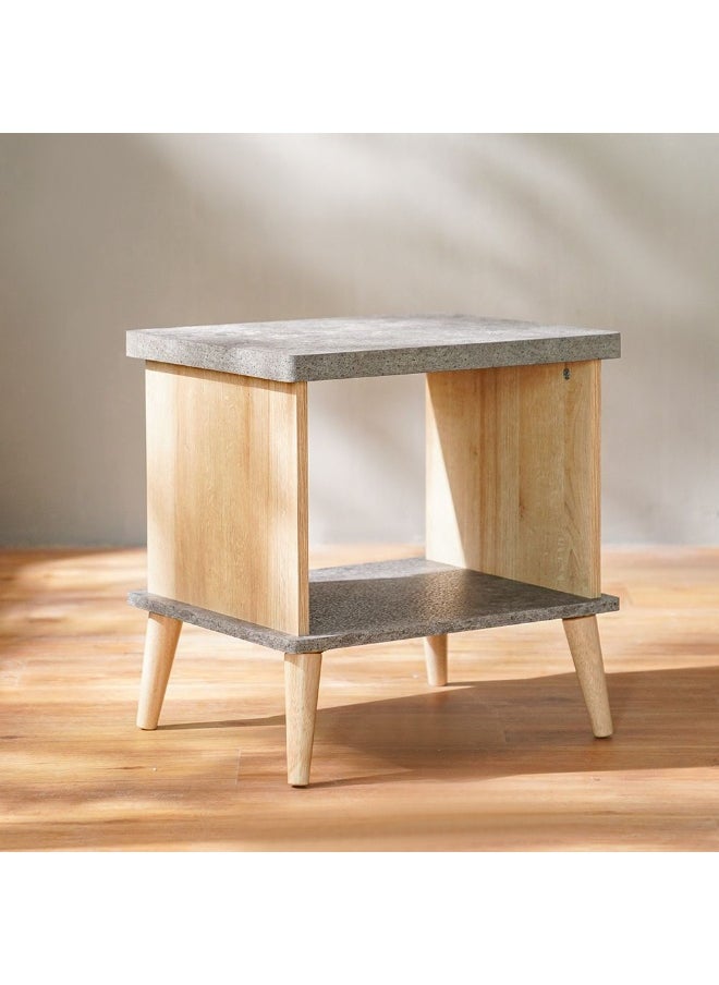 DANUBE HOME Eden End Table Multifunctional Living Room Table Space Saving Side Table Modern Design Furniture For Home L48Xw39.5Xh50Cm - Oak/Cement  - Image 1