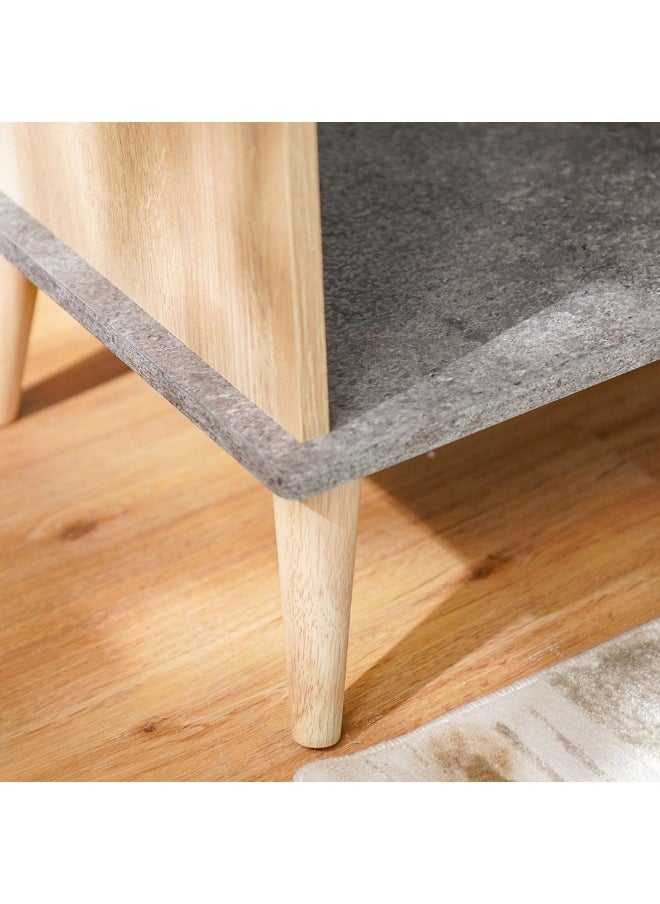 DANUBE HOME Eden End Table Multifunctional Living Room Table Space Saving Side Table Modern Design Furniture For Home L48Xw39.5Xh50Cm - Oak/Cement  - Image 2