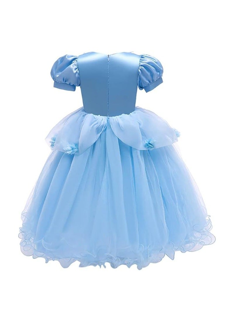 Kids Girls' Puff Sleeve Bow Dress Sequin Solid Colored A Line Dress Sp Occasion Birthday Bow White Cotton Knee Length Short Sleeve Cute Princess Dresses Summer Regular Fit 2 8 Years