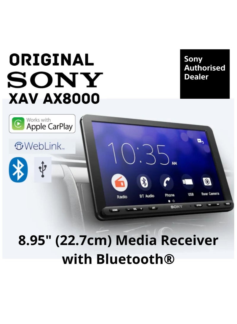 Sony - Sony XAV-AX8000 1DIN chassis 8.95” floating LCD screen with Apple Car Play, Android Auto, Media Receiver with Bluetooth - Image 1