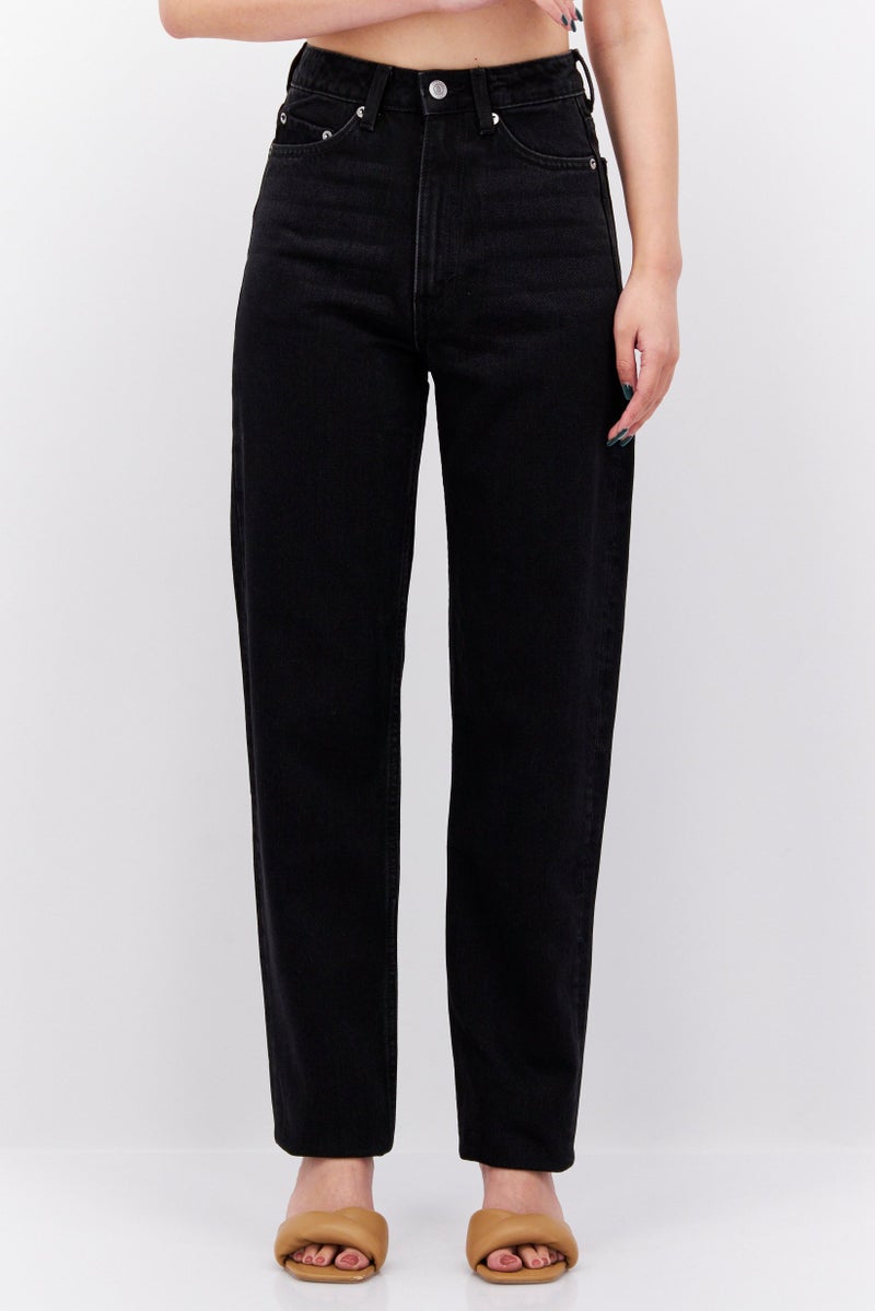 Weekday Women High Waist Non Stretch Washed Denim Jeans, Black - Image 1