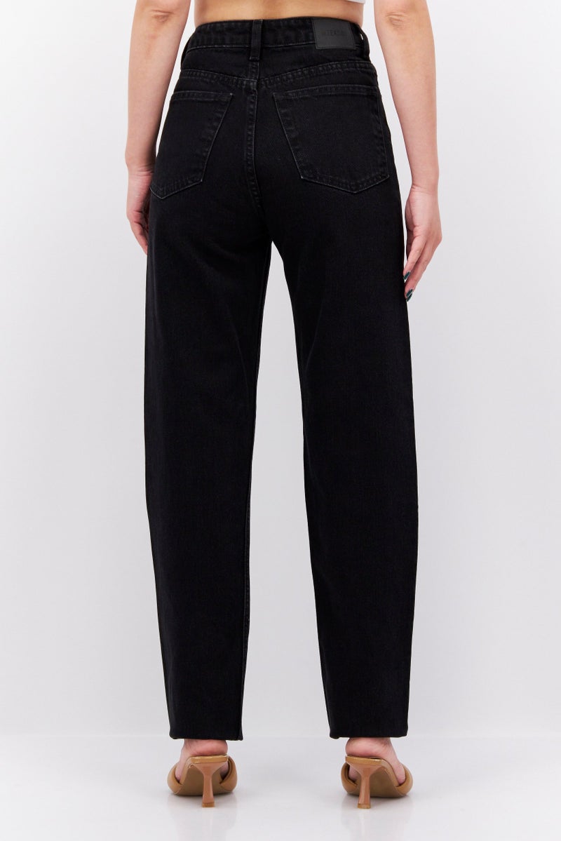 Weekday Women High Waist Non Stretch Washed Denim Jeans, Black - Image 3