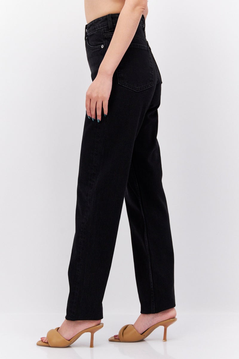 Weekday Women High Waist Non Stretch Washed Denim Jeans, Black - Image 2